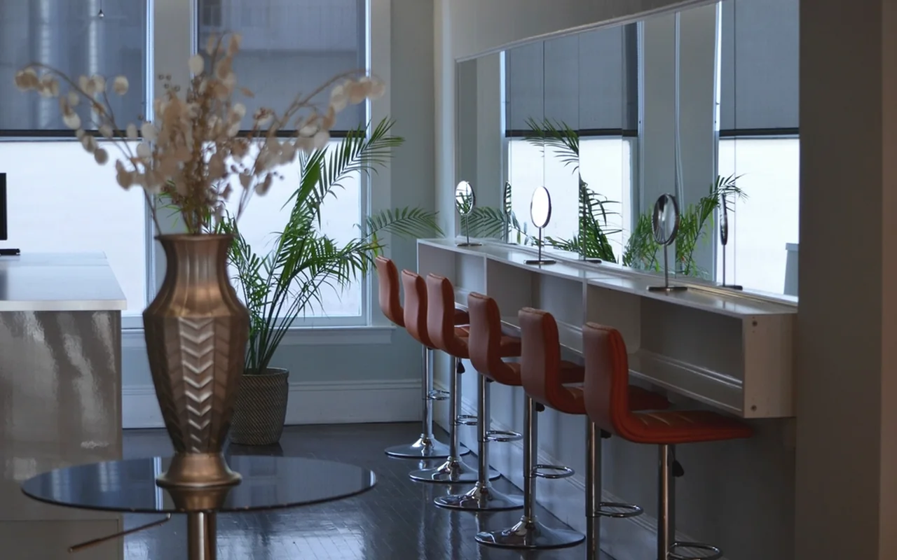 Stock photo of a bright salon interior, standing in for a photo of this salon